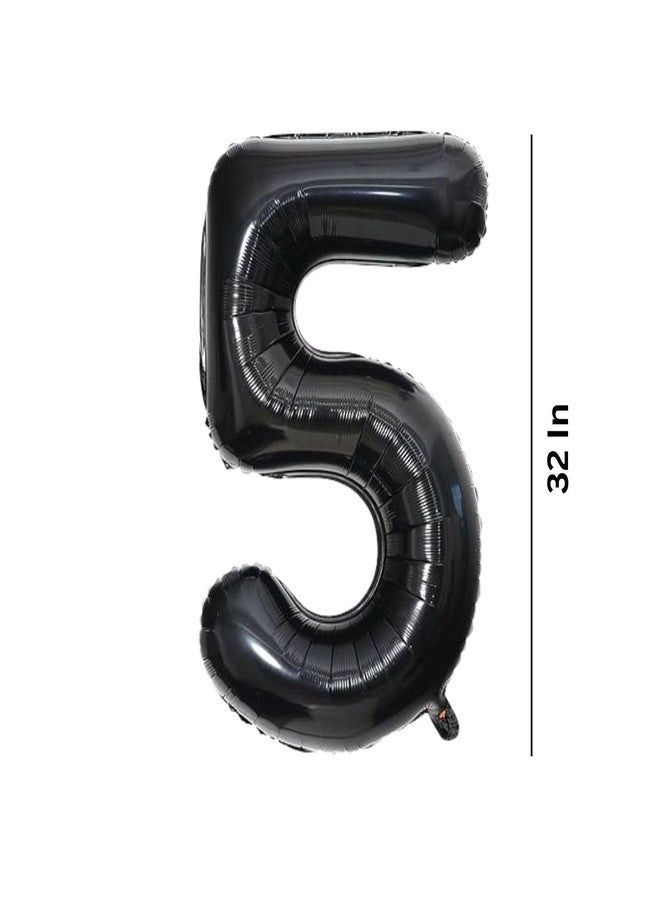FI - FLICK IN 1 Pc Big Size Number 5 Foil Balloon 32 Inch Large Black Number Foil Balloon Gradient 0 to 9 Number Balloons for Decoration 5th Birthday Anniversary Decoration Items (Pack of 1, Black) - Image 2